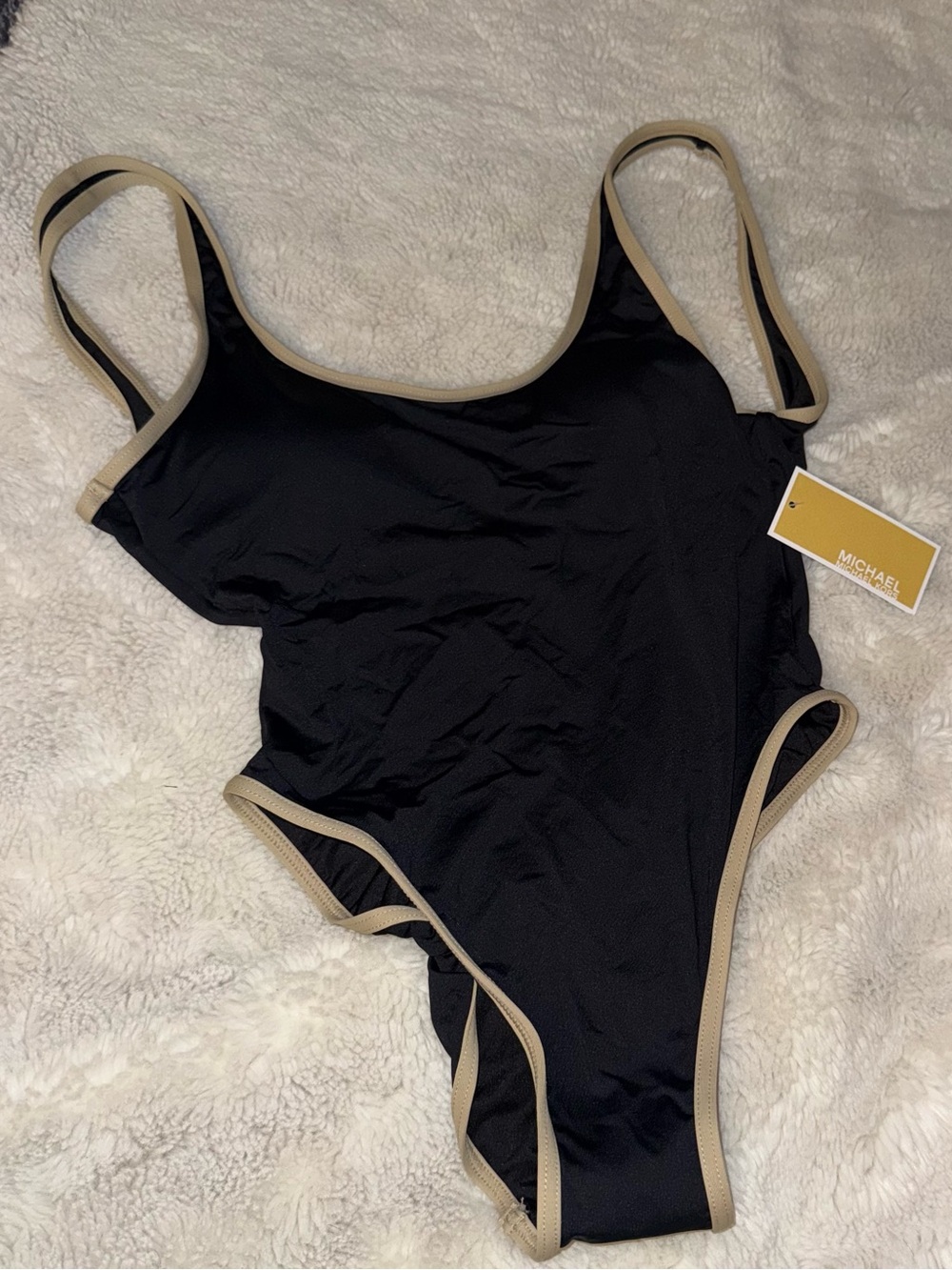 Michael Kors One Piece Tan and Black Swimsuit